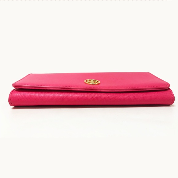 Tory Burch Robinson Pink Saffiano Leather Wallet - Picture 7 of 8